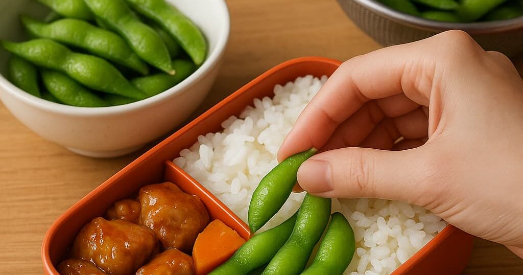 冷凍枝豆とお弁当