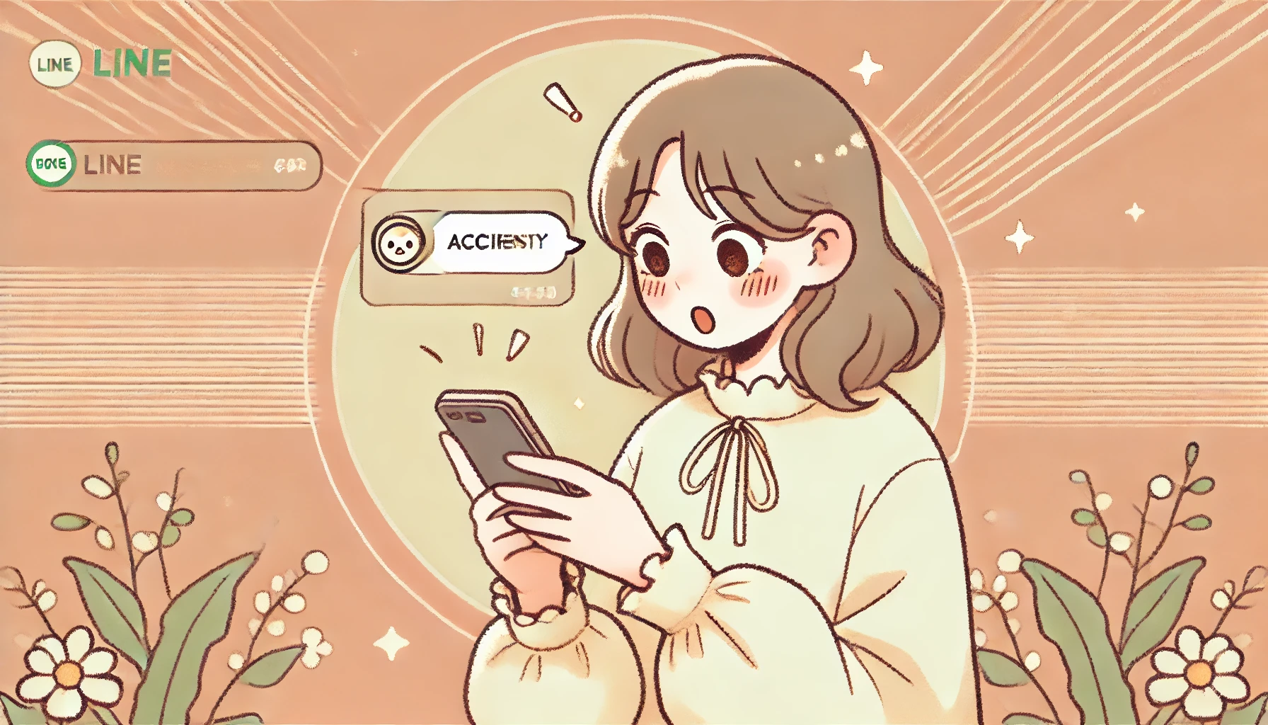 スタンプ誤送信に驚く女性
